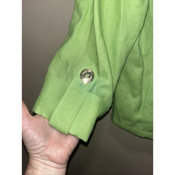Jones New York Women's 100% Linen Utility Jacket M Gold Buttons Preppy Classy - Picture 4 of 13